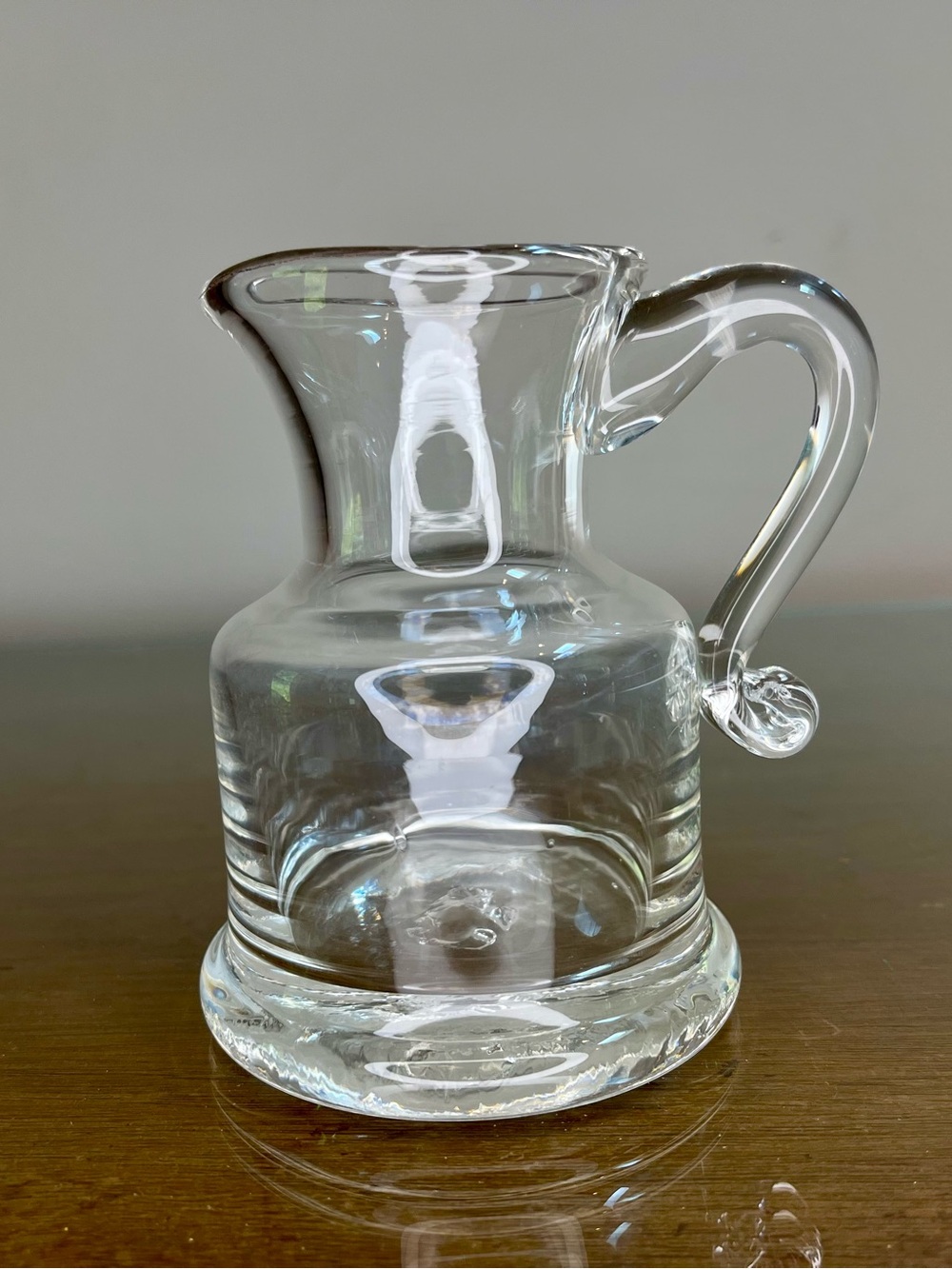 Simon Pearce Glass Creamer, Handblown 4.25” Applied Handle, Pitcher, Vase, Small